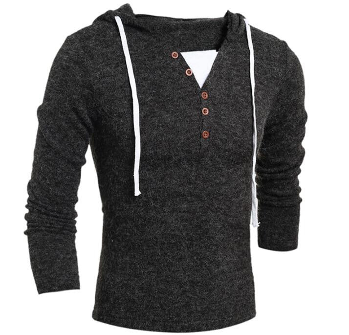 V-Neck Sweaters Stylish Knitted Long Sleeve Hooded Sweater Men Sweater Male Sweaters Pullover-Size XXL - CelebritystyleFashion.com.au online clothing shop australia