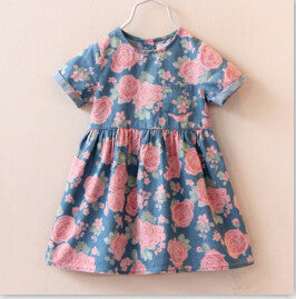 fashion dress baby girl cute denim dresses kids casual clothing summer short sleeve print child vestidos - CelebritystyleFashion.com.au online clothing shop australia