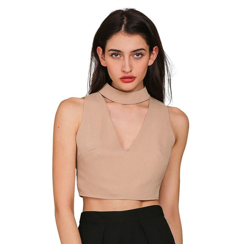 high neck white halter girls 90's cropped tank top Summer sexy v neck sleeveless women short crop tops - CelebritystyleFashion.com.au online clothing shop australia
