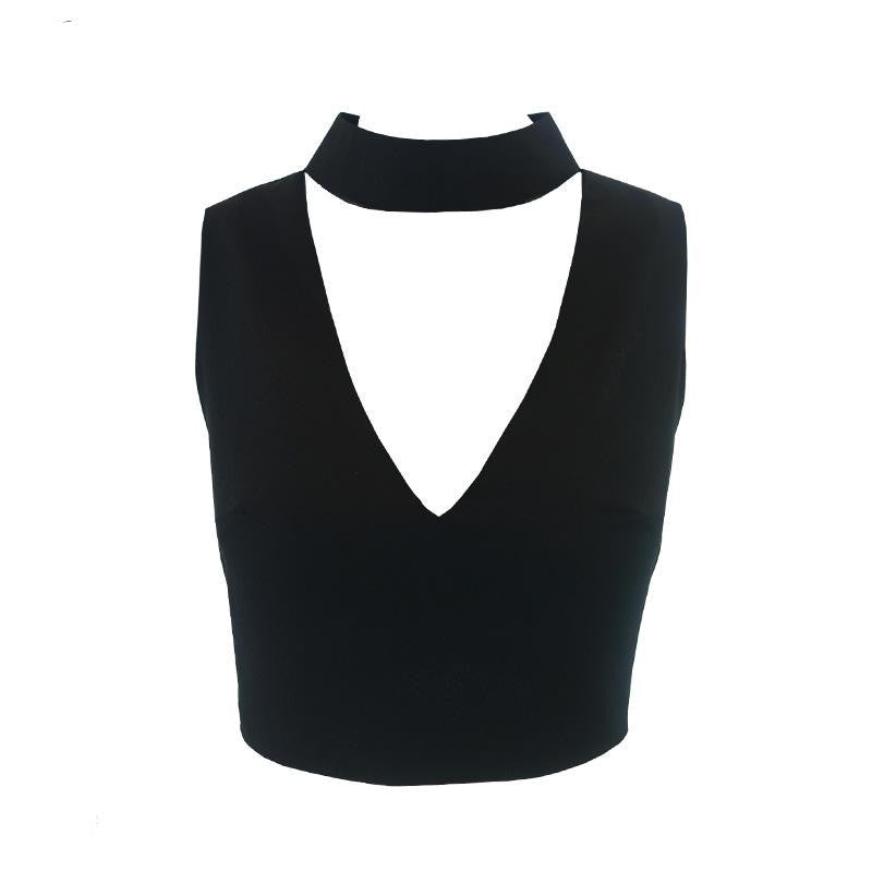 high neck white halter girls 90's cropped tank top Summer sexy v neck sleeveless women short crop tops - CelebritystyleFashion.com.au online clothing shop australia