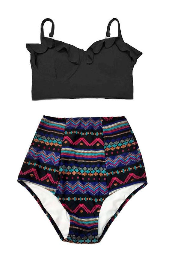 TQSKK New Bikinis Women Swimsuit High Waist Bathing Suit Plus Size Swimwear Push Up Bikini Set Vintage Retro Beach Wear XXL - CelebritystyleFashion.com.au online clothing shop australia