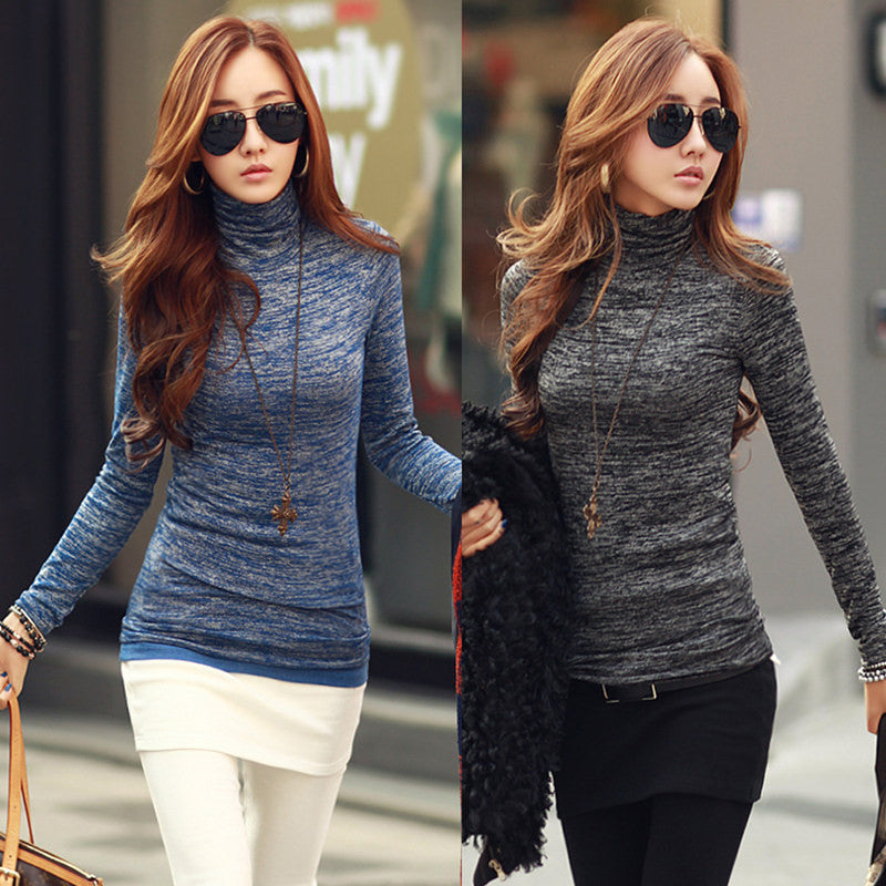 Women Winter Fashion Slim Sweater Top Solid Color Turtleneck Long Sleeve Bottoming Knitted Pullovers Sweater Jumper Shirt - CelebritystyleFashion.com.au online clothing shop australia
