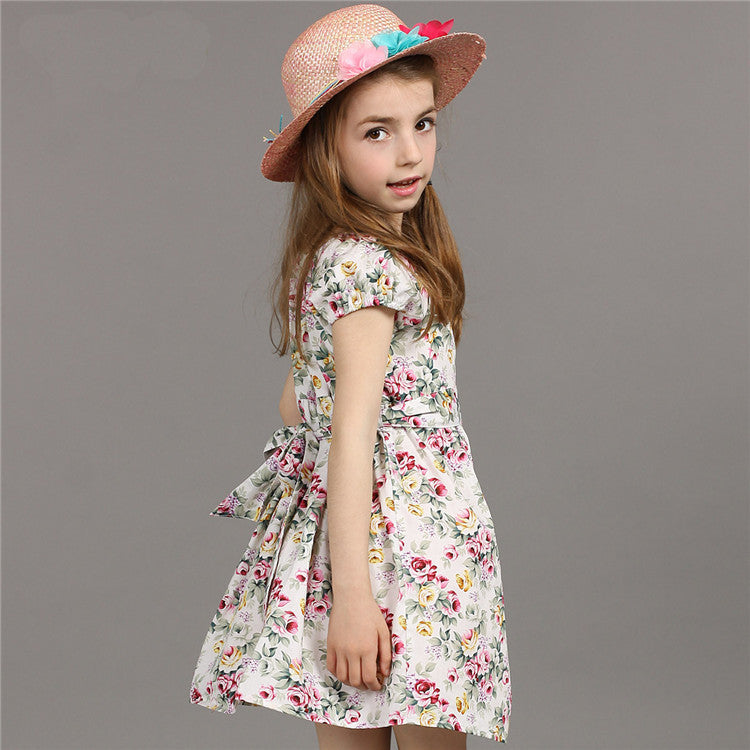 European style 4-14T dress children spring dresses 100% cotton print flower dress for girl children sleeveless dresses KU535 - CelebritystyleFashion.com.au online clothing shop australia