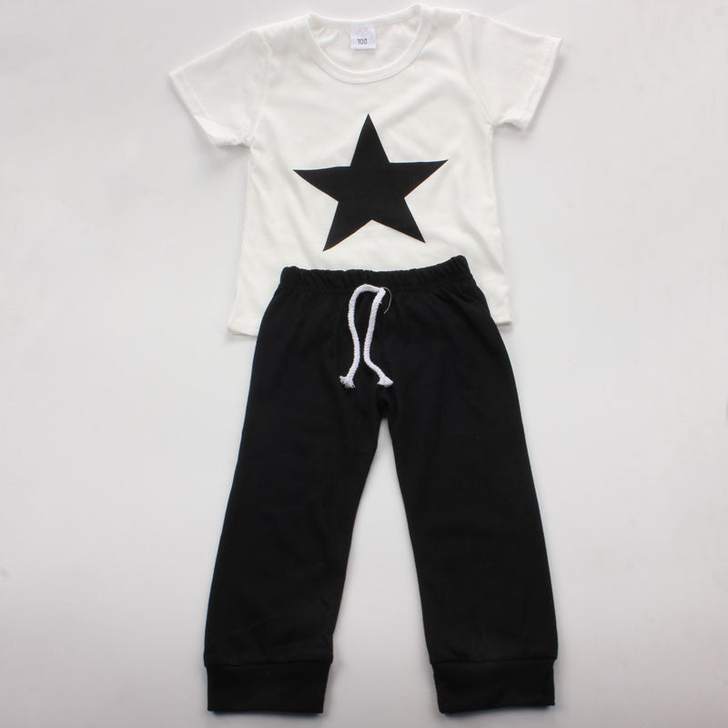 Star Printed Baby Boy Clothing Set Newborn Cotton Short Sleeve T-shirt+Pants Suit Roupa Infant Summer Baby Kids Clothes - CelebritystyleFashion.com.au online clothing shop australia