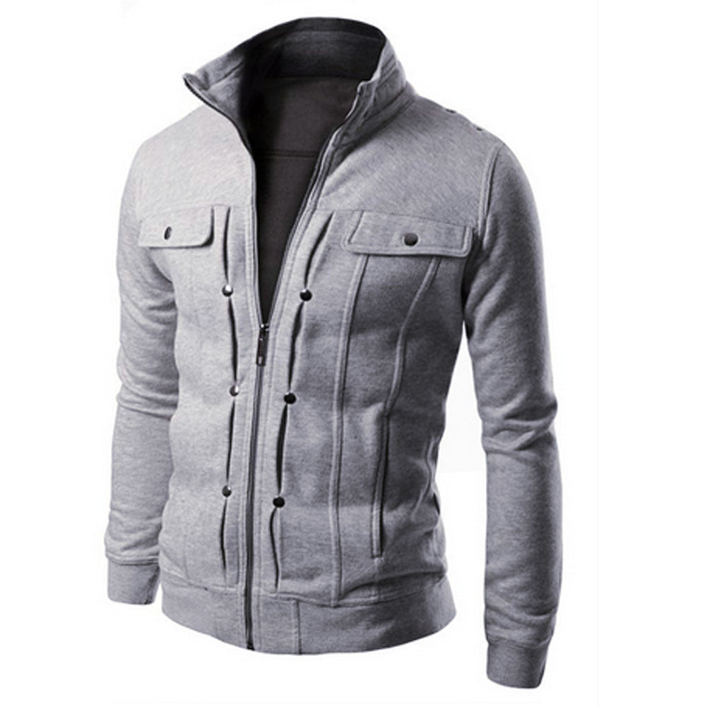 Mens stand collar zip cotton down jacket discount warm short slim outwear coat
