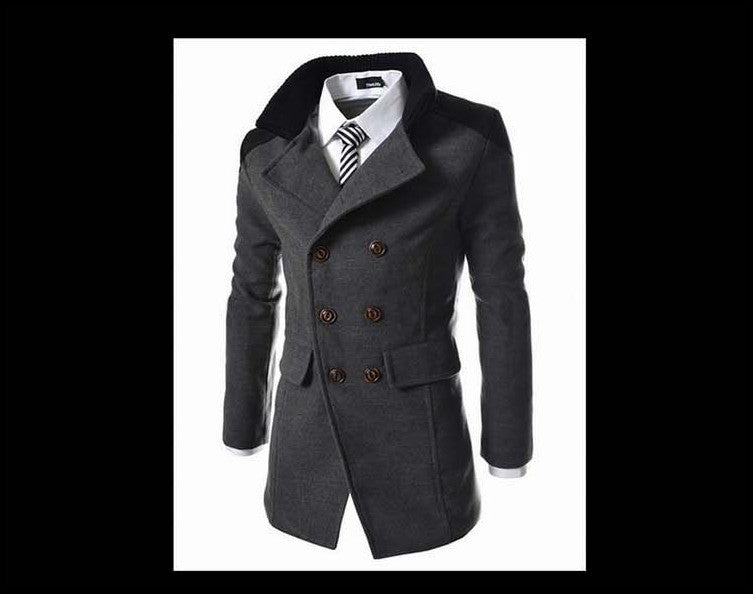 Trench Coat Men Tops Autumn Style Double Breasted Trench Coat High Quality Woolen Cloth Fabric Long Mens Trench Coat - CelebritystyleFashion.com.au online clothing shop australia