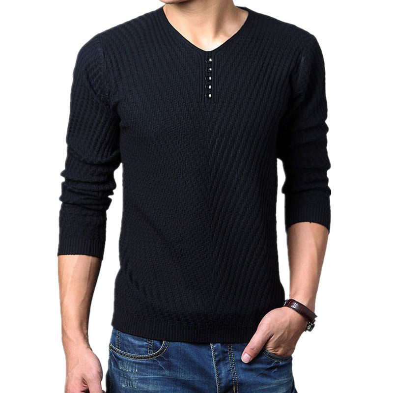 New Winter Henley Neck Sweater Men Cashmere Pullover Christmas Sweater Mens Knitted Sweaters Pull Homme Jersey Hombre - CelebritystyleFashion.com.au online clothing shop australia