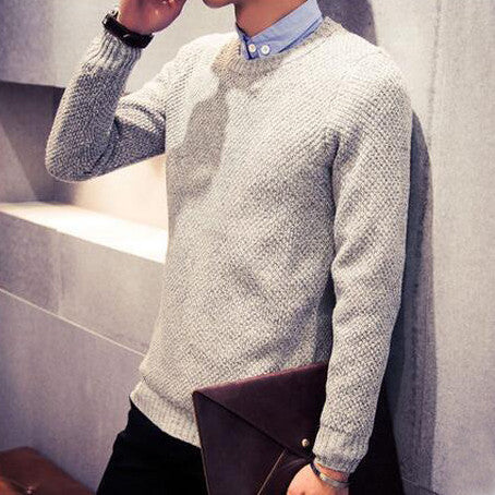 fashion men sweater autumn winter solid color casual Knitting round neck pullovers pull homme J1538 - CelebritystyleFashion.com.au online clothing shop australia