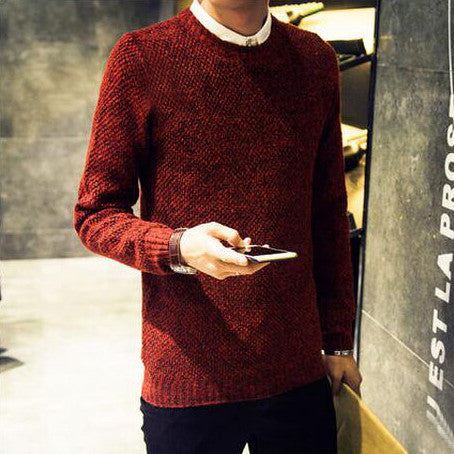 fashion men sweater autumn winter solid color casual Knitting round neck pullovers pull homme J1538 - CelebritystyleFashion.com.au online clothing shop australia