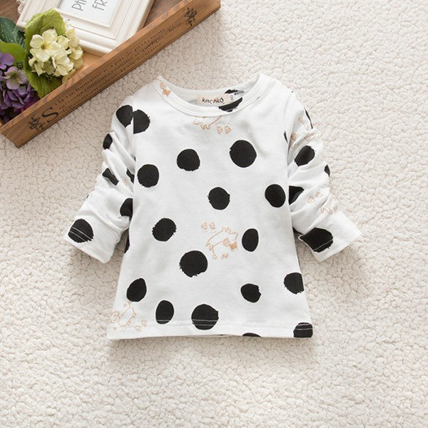 New Cute Kid Girls Clothing Polka Dot Tops T-Shirt Cotton Long Sleeve Tees - CelebritystyleFashion.com.au online clothing shop australia