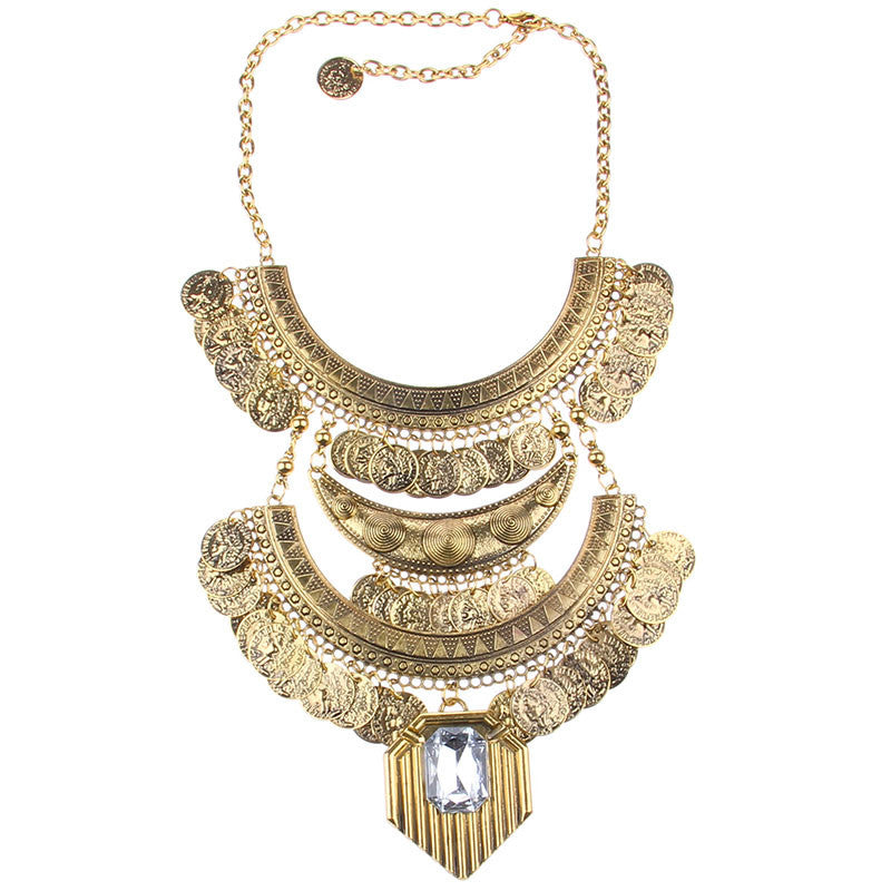 Bohemian Fashion Crystal Long Coin Necklace For Women High Quality Punk Statement Necklace Choker Women Necklaces & Pendants - CelebritystyleFashion.com.au online clothing shop australia