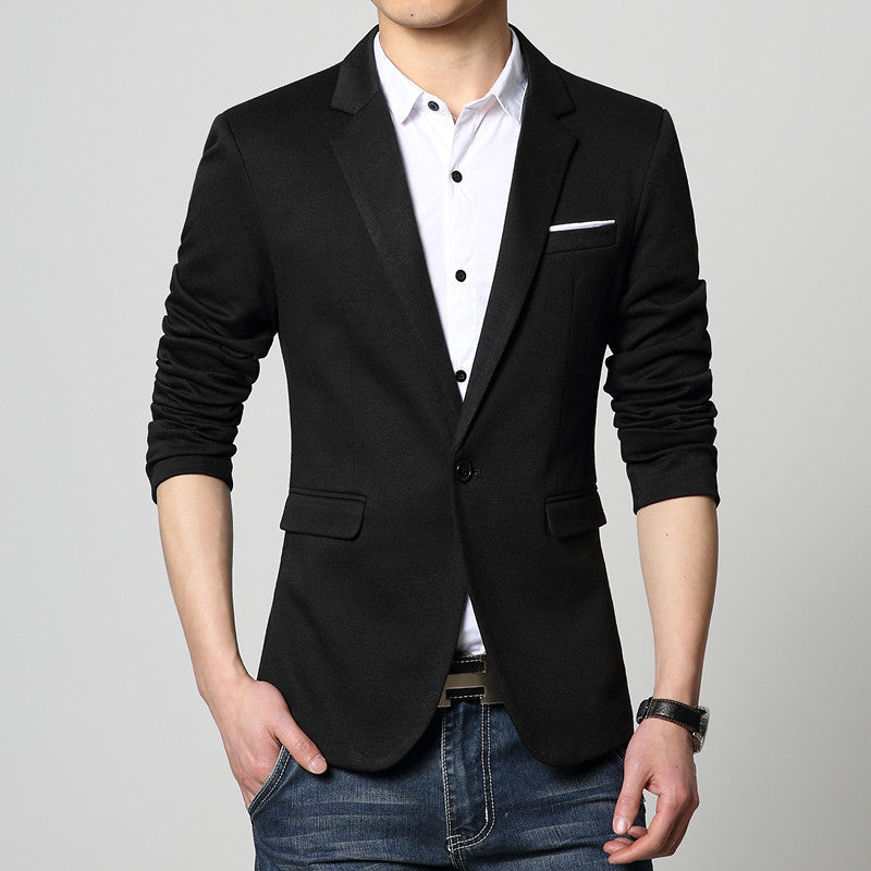 New Slim Fit Casual jacket Cotton Men Blazer Jacket Single Button Gray Mens Suit Jacket Autumn Patchwork Coat Male Suite - CelebritystyleFashion.com.au online clothing shop australia