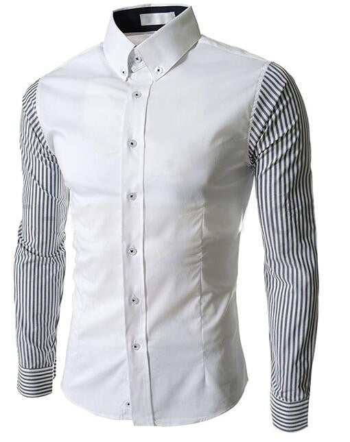 European Size Men's Shirts Fashion Men's shirts Casual Slim Fit striped Long-sleeved Cotton - CelebritystyleFashion.com.au online clothing shop australia