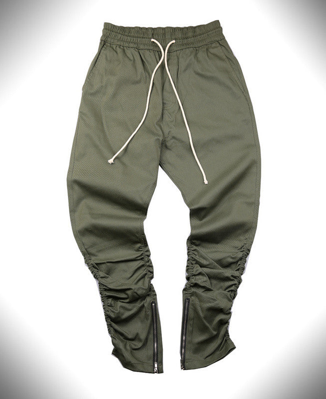 Justin bieber brand style side zipper men slim fit casual mens hip hop jogger biker pants swag sweatpants skinny trousers olive - CelebritystyleFashion.com.au online clothing shop australia