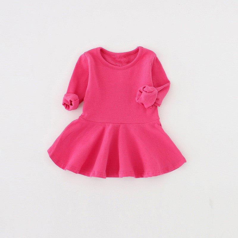 Baby Girls Dresses Candy Color Long Sleeve Spring and Autumn Toddler Dress Girls O-neck Ruffles Princess Dress - CelebritystyleFashion.com.au online clothing shop australia