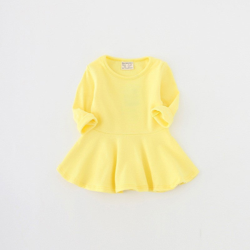 Baby Girls Dresses Candy Color Long Sleeve Spring and Autumn Toddler Dress Girls O-neck Ruffles Princess Dress - CelebritystyleFashion.com.au online clothing shop australia