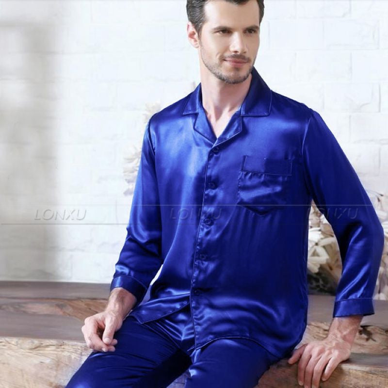 Mens Silk Satin Pajamas Set Pyjamas Set Pjs Sleepwear Loungewear - CelebritystyleFashion.com.au online clothing shop australia