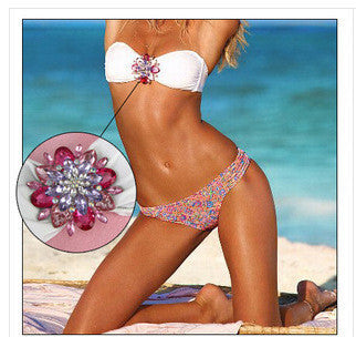 Women Printing Bikini Set Swimwear Push Up Crystal Diamond Bikinis Monokini Swimsuit - CelebritystyleFashion.com.au online clothing shop australia