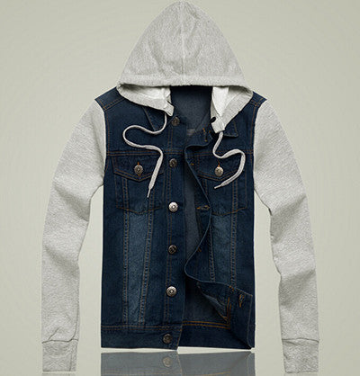 Denim Jacket men hooded sportswear Outdoors Casual fashion Jeans Jackets Hoodies Cowboy Mens Jacket and Coat Plus Size 4XL 5XL - CelebritystyleFashion.com.au online clothing shop australia