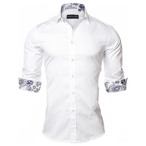Men's Shirt Dress Fashion Mens Shirts Casual Style Long Sleeve Solid Cotton Slim Fit Dress Male Shirts N780 - CelebritystyleFashion.com.au online clothing shop australia