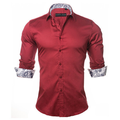 Men's Shirt Dress Fashion Mens Shirts Casual Style Long Sleeve Solid Cotton Slim Fit Dress Male Shirts N780 - CelebritystyleFashion.com.au online clothing shop australia