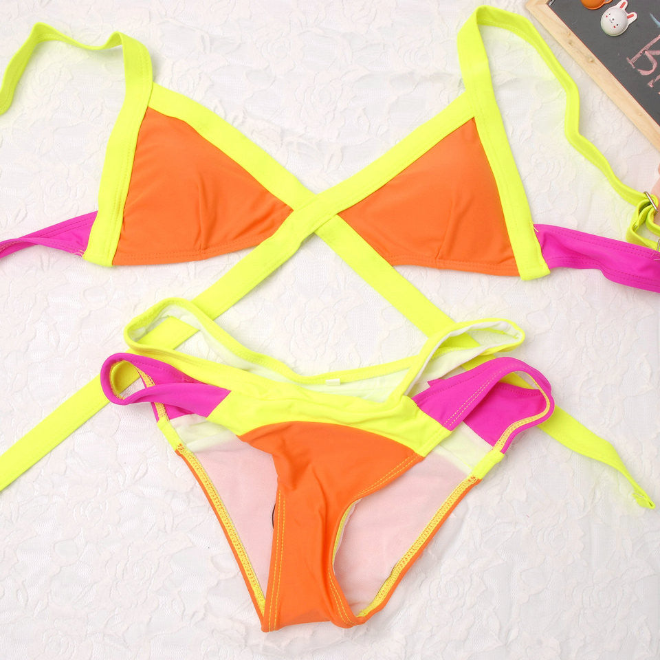 New Swimsuit Summer Sexy Bikini Dynamic Bordered Color Bandage Brand Gini Bikinis Set Swimwear Brazilian Biquini Plus Size - CelebritystyleFashion.com.au online clothing shop australia