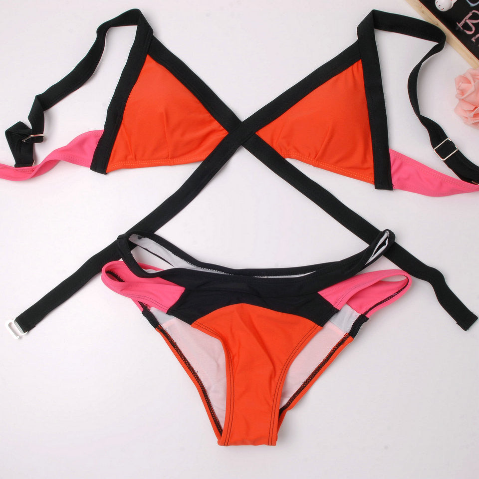 New Swimsuit Summer Sexy Bikini Dynamic Bordered Color Bandage Brand Gini Bikinis Set Swimwear Brazilian Biquini Plus Size - CelebritystyleFashion.com.au online clothing shop australia