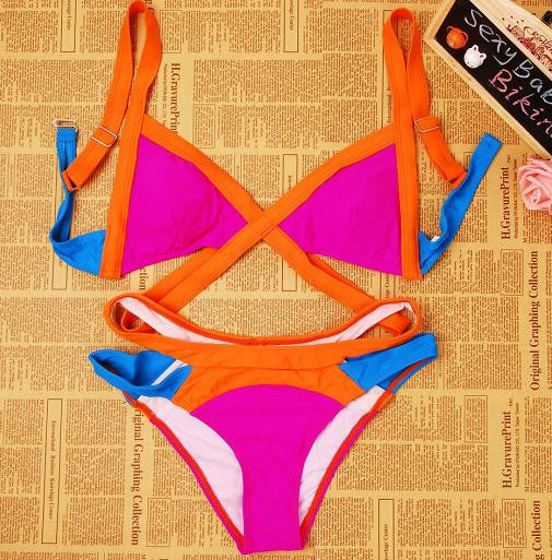 New Swimsuit Summer Sexy Bikini Dynamic Bordered Color Bandage Brand Gini Bikinis Set Swimwear Brazilian Biquini Plus Size - CelebritystyleFashion.com.au online clothing shop australia