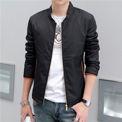 Men's Windbreaker Jackets New Stand Collar Long Sleeve Slim Fit Solid Spring and Autumn Casual Man Outwear Size 4XL N524 - CelebritystyleFashion.com.au online clothing shop australia