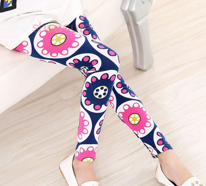 New Spring Summer Girls Leggings Casual Fashion Vintage Flower Kids Legging Elastic Waist Children's Pants bobo choses 8-14 Year - CelebritystyleFashion.com.au online clothing shop australia