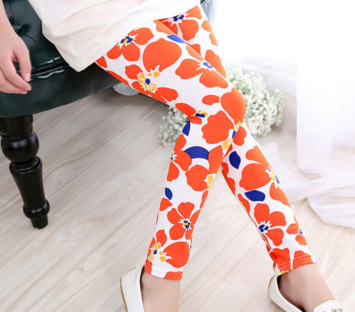 New Spring Summer Girls Leggings Casual Fashion Vintage Flower Kids Legging Elastic Waist Children's Pants bobo choses 8-14 Year - CelebritystyleFashion.com.au online clothing shop australia