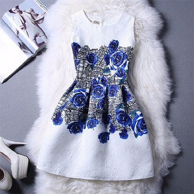 Summer Dress Fashion Print Flower Vest Girls Dresses Brand Designer Princess Party For Baby Kids Clothes Girl Dress Vestido - CelebritystyleFashion.com.au online clothing shop australia