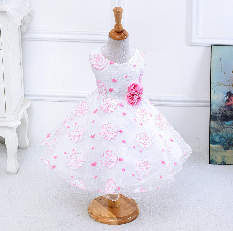 Summer new arrival flower princess girl dresses,baby girl party dress with flower 5 colors suit for 2-5 years S001 - CelebritystyleFashion.com.au online clothing shop australia