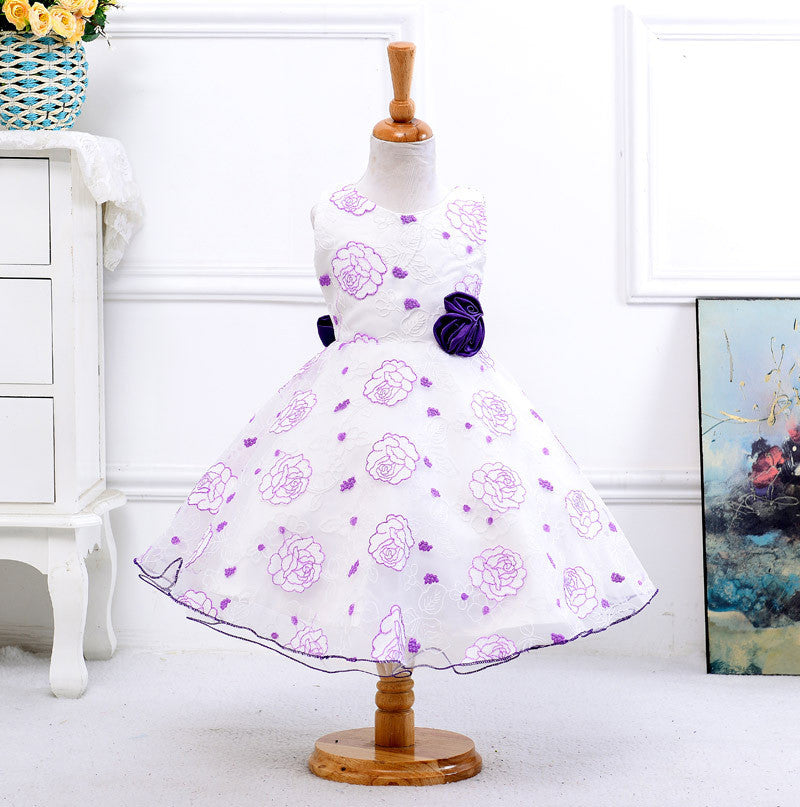 Summer new arrival flower princess girl dresses,baby girl party dress with flower 5 colors suit for 2-5 years S001 - CelebritystyleFashion.com.au online clothing shop australia