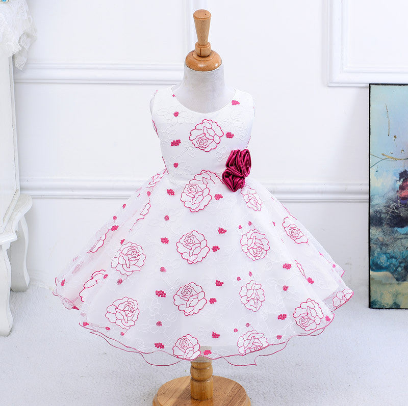 Summer new arrival flower princess girl dresses,baby girl party dress with flower 5 colors suit for 2-5 years S001 - CelebritystyleFashion.com.au online clothing shop australia