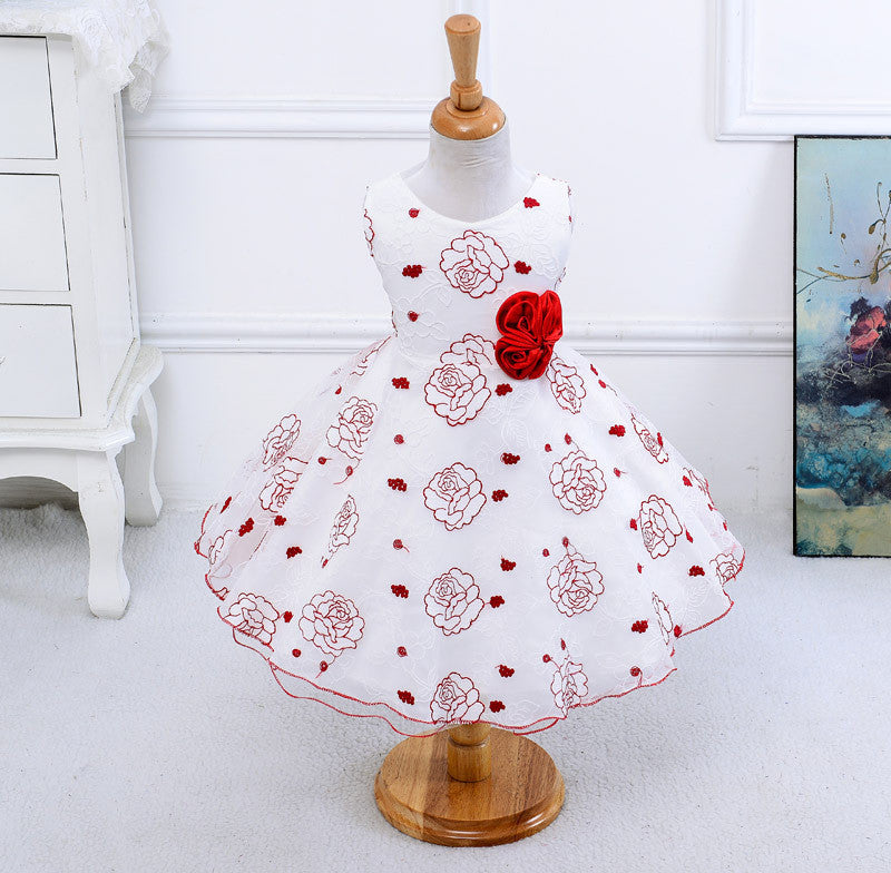 Summer new arrival flower princess girl dresses,baby girl party dress with flower 5 colors suit for 2-5 years S001 - CelebritystyleFashion.com.au online clothing shop australia
