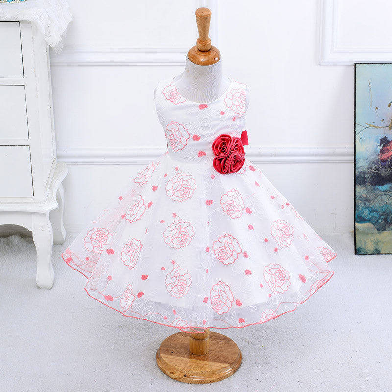 Summer new arrival flower princess girl dresses,baby girl party dress with flower 5 colors suit for 2-5 years S001 - CelebritystyleFashion.com.au online clothing shop australia