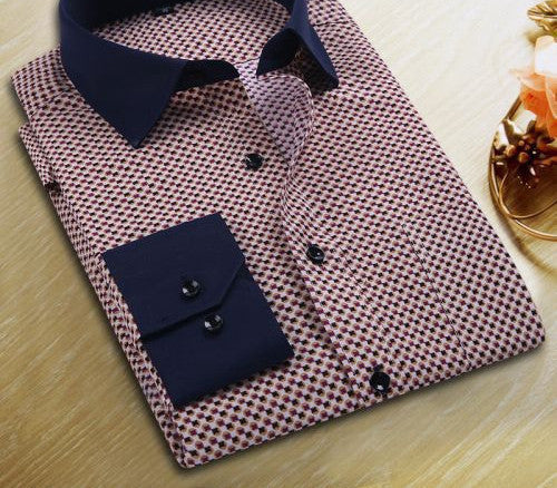 New Spring Men Casual Shirts Fashion Long Sleeve Brand Printed Button-Up Formal Business Polka Dot Floral Men Dress Shirt - CelebritystyleFashion.com.au online clothing shop australia