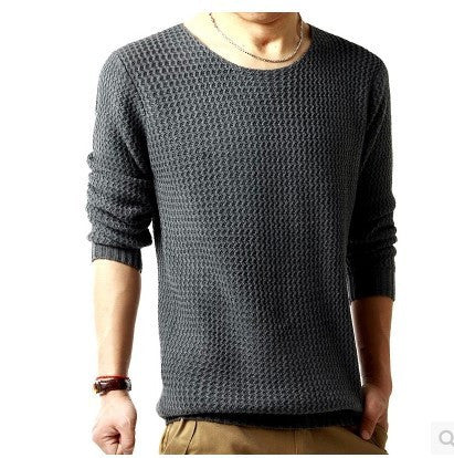 Men Fall Winter thickened water ripples round neck sweater men hedging long-sleeved sweaters - CelebritystyleFashion.com.au online clothing shop australia