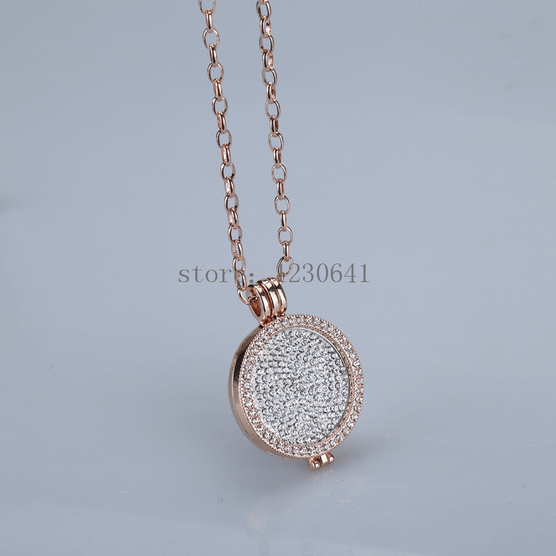 New 35mm coin holder necklace pendant fit my 33mm coins white crystal Christmas woman gift decorative fashion jewelry locket - CelebritystyleFashion.com.au online clothing shop australia