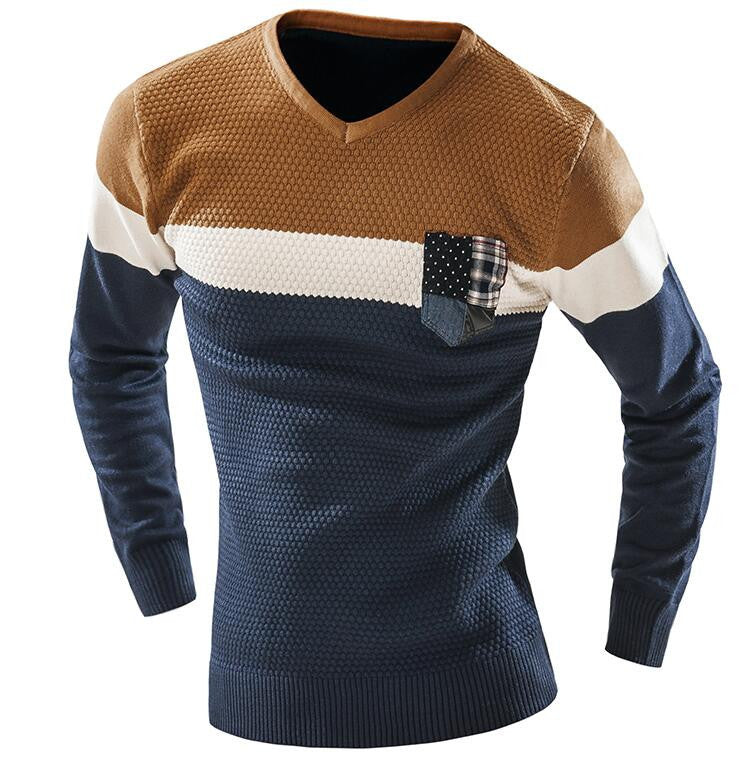 Men'S Fashion Mixed Colors Sweater Men Leisure Slim Pull Homme V-Neck Long-Sleeved Sweater Solid Sweater Sweater Men XXL KF - CelebritystyleFashion.com.au online clothing shop australia