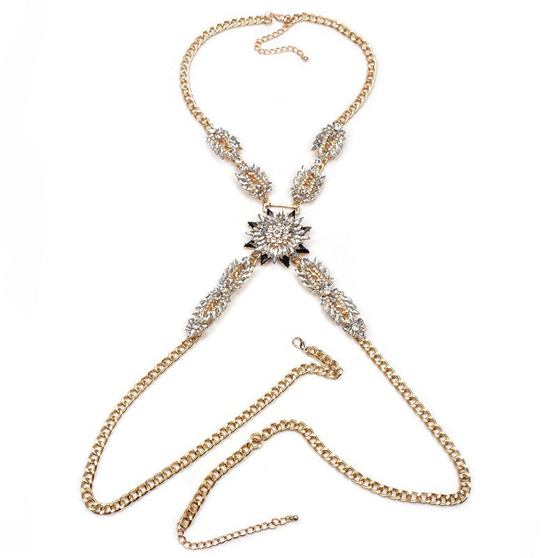 New ZA Long Body Chain DIY Handmade Luxury Blue Red Gem Fashion Crystal Necklace Pendant Set Statement Summer Vacation - CelebritystyleFashion.com.au online clothing shop australia