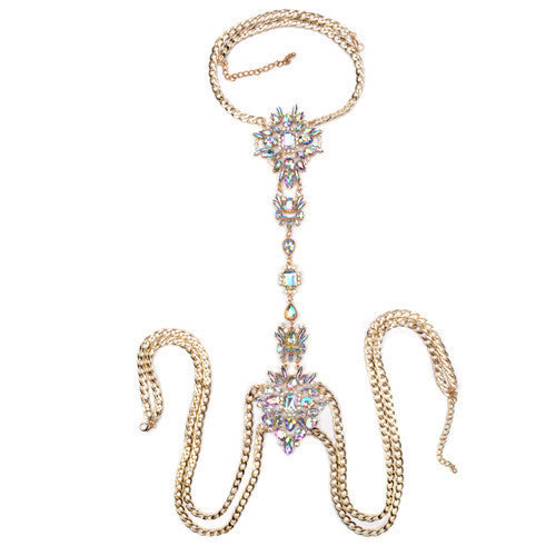 New ZA Long Body Chain DIY Handmade Luxury Blue Red Gem Fashion Crystal Necklace Pendant Set Statement Summer Vacation - CelebritystyleFashion.com.au online clothing shop australia