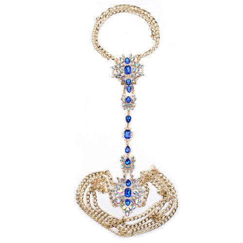 New ZA Long Body Chain DIY Handmade Luxury Blue Red Gem Fashion Crystal Necklace Pendant Set Statement Summer Vacation - CelebritystyleFashion.com.au online clothing shop australia