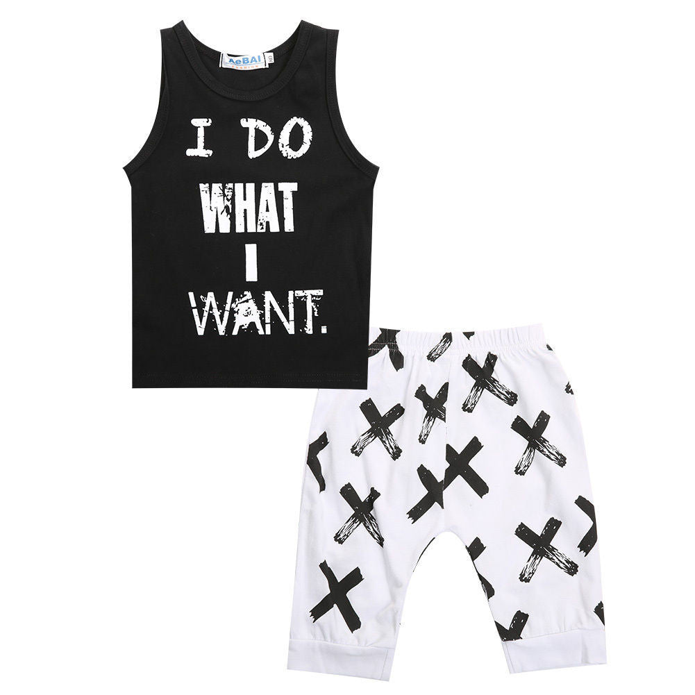 2pcs Lovely Toddler Baby Boys Clothes Sets Cotton Tops Vest Tee T-Shirts + Short pants Shorts Letter Black 2pcs Outfits Boy - CelebritystyleFashion.com.au online clothing shop australia