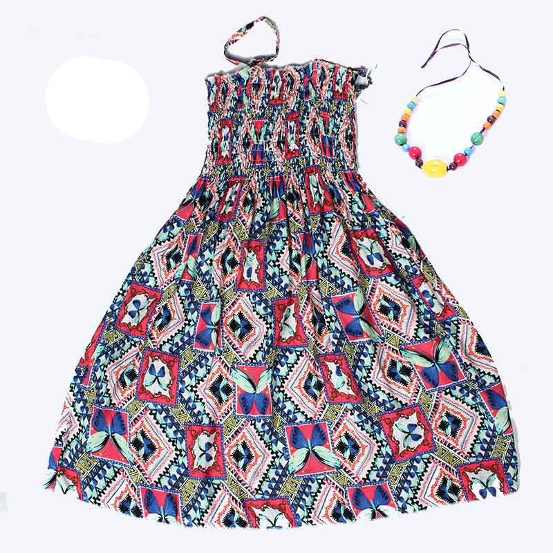 Summer kids clothing girls New 2-11Y children beach dresses for girls fashion bohemian style girls dresses free necklace - CelebritystyleFashion.com.au online clothing shop australia