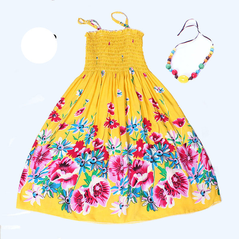 Summer kids clothing girls New 2-11Y children beach dresses for girls fashion bohemian style girls dresses free necklace - CelebritystyleFashion.com.au online clothing shop australia