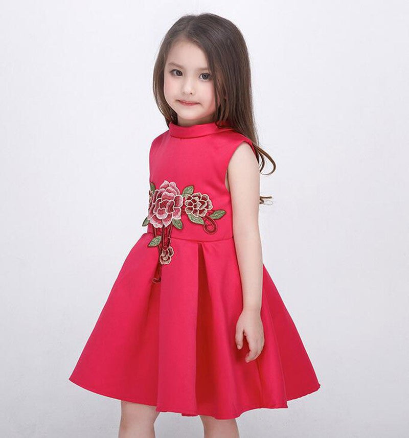 new summer girls dress white designer brand new children clothing rose flower princess wedding party Lace girl clothes - CelebritystyleFashion.com.au online clothing shop australia