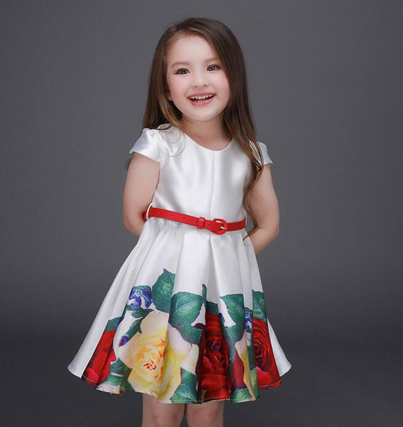 new summer girls dress white designer brand new children clothing rose flower princess wedding party Lace girl clothes - CelebritystyleFashion.com.au online clothing shop australia