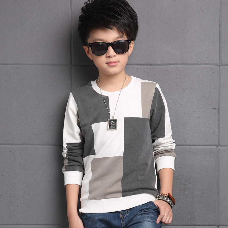 Plaid T-Shirts For Boys Clothing Children Tops 5 9 11 13 Years Long Sleeve School Boys Tees Cotton Casual Teenager Clothes - CelebritystyleFashion.com.au online clothing shop australia